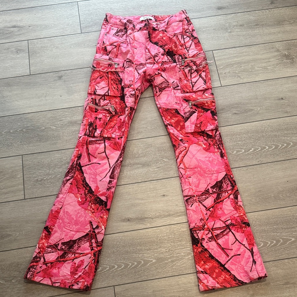 Vibrant Pink Camouflage Flare Pants
